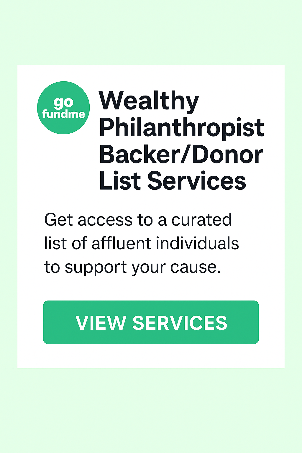 Wealthy Philanthropist Backer/ Donor List Services
